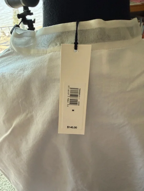 Banana Republic White Long-Sleeve Blouse with Sheer Striped Front - Picture 3 of 4